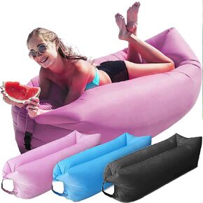 Instant Inflatable Lounger Portable Air Sofa Hammock Couch in a Pouch Lounge Chair Anti Air Leak Waterproof Relaxing Lounge Chair Perfect for Beach Parties, Outdoor Camping and Traveling
