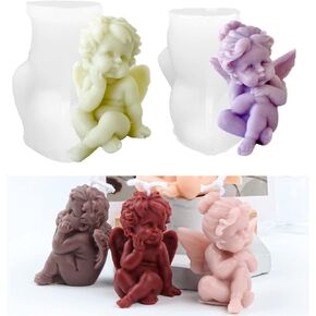 ZAKVOOR 2 Pcs Angel Shape Candle Mold Valentine's Day Resin Casting Silicone Mold for DIY Aromatherapy Candles Wax Plaster Polymer Clay Decoration