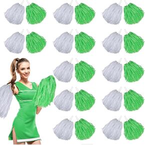Chivao 24 Pcs Cheerleading Pom Poms Plastic Pom Pom Handle Cheer Team Pom Poms for Sports Dance Cheer Gameday Football Party Decorations,30 Grams Weight Each