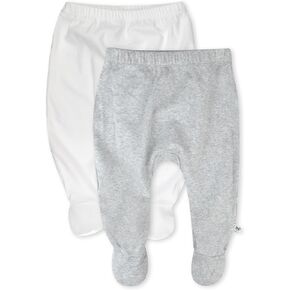 HonestBaby 3-Pack Footed Pants Roomy Fit Pull on Bottoms 100% Organic Cotton for Infant Baby Boys, Girls, Unisex