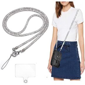 Crossbody for Phone Lanyard/Chain Water Diamond Lanyard Universal Lanyard Suitable for most mobile phones and bags (black)