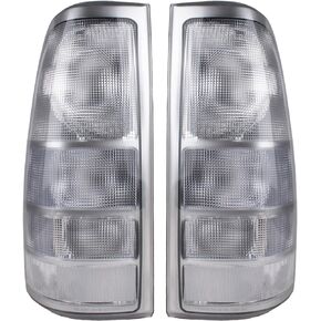 Tail Light Compatible With 1999-2002 Chevy Silverado 1500 2500 3500 1999-2006 GMC Sierra 1500 2500 3500 Driver and Passenger Side White Lens Rear Light Brake Lamps