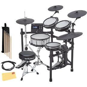 مجموعة الطبول الإلكترونية TD-17KV2 من Roland Generation 2 V-Drums مع حقيبة عصا الطبل، وكابل صوت 3.5 مم، و3 أزواج من أعواد الطبل، وقماش تلميع أوستن بازار