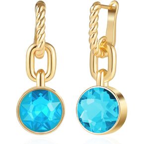 ACECHA Gold Hoop Earrings Trendy, 18K Gold Plated Dangle Earrings for Women Small Green Crystal Drop Huggie Hoop Hypoallergenic Earring Dainty Jewelry Gift for Girls