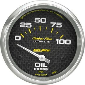 AUTO METER 4827 Carbon Fiber Electric Oil Pressure Gauge,2.625 in.