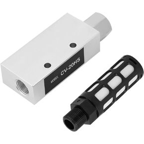 Pneumatic Air Exhaust Vacuum Generator, Compact Aluminum Alloy Ejector Compressed Air Exhaust Precision Threads with Silencer CV 20HS