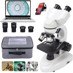 Microscope for Adults, 40X‑5000X 360° Rotation Binocular Microscope, Electronic Flightscope Kits, Rotation Clear Image High Definition for Inspection Laboratory (US Plug 100‑240V)
