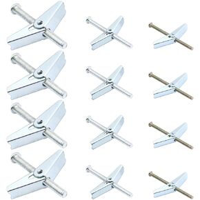24 Pcs Metal Toggle Bolts 3 Sizes Heavy Duty Galvanized Anchor Bolts Toggle Wing Nut Bolt Kit for Drywall Hanging Heavy Items(1/4", 3/16", 1/8")