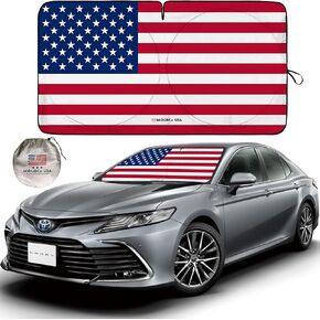 Windshield Sunshade B&W American Flag Design - Car Sun Shade Windshield - Foldable Sun Cover for Car Windshield - Keeps Your Vehicle Cool - Dashboard and Upholstery Sun Protector - XLarge