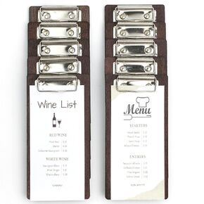 10-Pack Wood Check Presenters for Restaurants, Server Book, Menu Holder for Cafes, Wooden Clip Board, Cute Waitress Book Organizer, Server Note Pads, Guest Check Book 8" x 4" (Walnut)