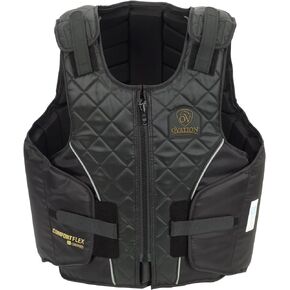 Ovation Adults' ComfortFlex Body Protector | Durable Comfortable Adjustable Safety Reflective Piping Equestrian Riding Vest, Black