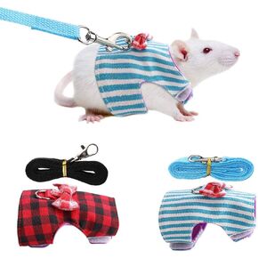 Hamster Harness and Traction Rope, 2 Sets Hamster Harness and Leash, Small Pet Harness with Bowknot Decor, Mini Pet Traction Rope Chest Strap, Small Animal Training Traction Rope Vest Supplies(XS)