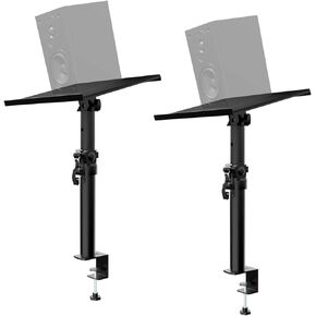 Studio Monitor Stands Pair Height and Tilt Adjustable,Desktop Speaker Stands with Padding&Desk Clamp,Heavy Duty Bookshelf Speaker Stands Weight Capacity:33lbs/pc
