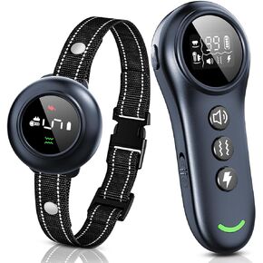 2-in-1 Dog Shock Collar & Dog Bark Collar - Smart Anti Barking Dog Training Collar with 5 Adjustable Sensitivity & 3300FT Remote for All Breeds IP67 Waterproof E-Collar with Beep Vibration Shock