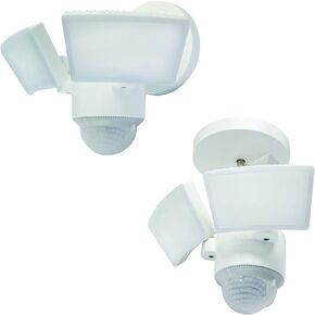 IQ America Motion Security Flood Light Eve/Soffit أو Wall Universal Mount 1100 Lumen LED خارجي مقاوم للطقس مستشعر حركة قابل للتعديل، كشف 180 درجة 50 بوصة، ساحة الحظيرة سقيفة ورشة عمل العلية WH