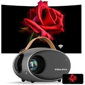 5G WiFi Bluetooth Mini Projector, Visulapex V2 1080P HD 10000L Portable Movie Projector for iPhone Outdoor Home Theater, 300" Display, 50% Zoom, Compatible with iOS/Android/PC/TV Stick/HDMI/AV/USB