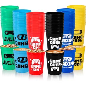 Erweicet 24pcs Video Game Party Supplies 16oz Video Game Cups for Gaming Party Favors