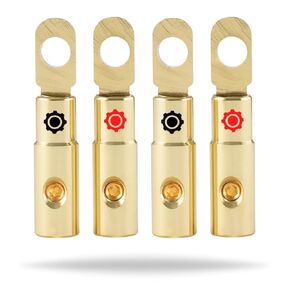 InstallGear 1/0 AWG Gauge Gold Ring Set Screw Battery Ring Terminals - 1/0 Gauge Wire Connector - 1/0 Ring Terminal (4 Pack)