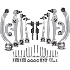 A-Premium 12Pcs Front Suspension Kit, Upper Lower Control Arm Assembly Sway Bar Link Outer Tie Rod End, Compatible with Audi A4 (Quattra) 96-01, A6 (Quattro) 98-02, S4 00-02, Volkswagen Passat 96-02