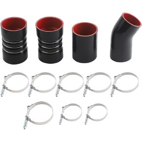 Turbo intercooler piping Boots Clamps Kit Intercooler Hose Compatible with Ford F250 F350 6.0L Powerstroke Diesel — 2003-2007 6.0 powerstroke intercooler pipe kit (Black&Red)