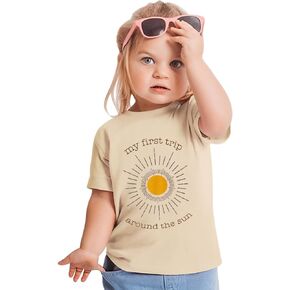 MODNTOGA 1st Birthday Tee Baby Boy Girl Short Sleeve T-Shirt First Birthday Sun Graphic Toddler Kid Letter Tops Summer Outfit