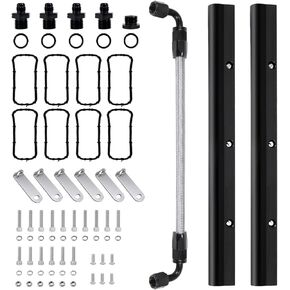 Billet Fuel Rail Kit Fits LS LS1 LS2 LS3 LS6 Stock Intake Manifold Fuel Rail Kit with both Rails/Crossover Line 6AN+Hardware