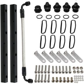 YESHMA Billet Fuel Rail Kit Compatible With LS LS1 LS2 LS3 LS6 Stock Intake Manifold 6AN+Hardware