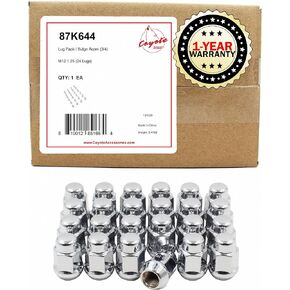 Wheel Accessories Parts 24 Pcs M12 x 1.25 12 x 1.25 Thread Bulge Acorn 35mm 1.38" Long Lug Nuts Black Chrome 3/4" 19mm Hex Fits Nissan Titan (Non XD) with Aftermarket Wheels