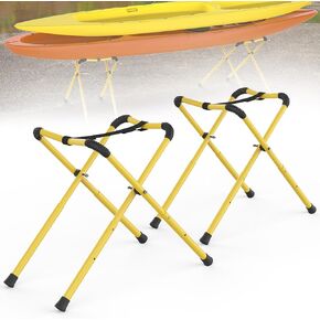 GanFindX 2 PACK Foldable Kayak Stand, Aluminum & Portable Racks For Kayaks | Carrying 150 lbs, Canoe Stand Indoor Kayak Storage, 2-Levels Of Adjustable Height, Easy storage Stand