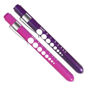 2 Pack Pen Light,Nurse Medical Reusable LED Penlight White Light with Pupil Gauge and Ruler,Teal and Black