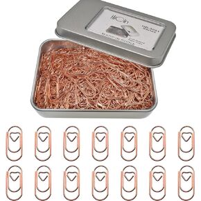 200 Pcs Small Paper Clips Rose Gold Heart Paper Clip Bookmark Clips for Wedding Home Office School, Gifts Idea (Mini, 200 Pcs, Rose Gold)