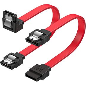 CableCreation SATA III Cable,8-Inch/0.6FT SATA III 6.0 Gbps 7pin Female to Downward Right Angle + Straight Female Data Cable with Locking Latch, Support for 2.5'' SSD,3.5''HDD Drive, Red in Kuwait