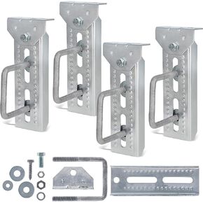 BISupply Boat Trailer Bunk Brackets - 4 Pack 8in Galvanized Swivel Top Bunk Bracket Boat Trailer Parts for 3in Crossmember
