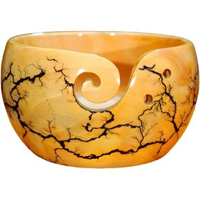 Wooden Yarn Bowl for Knitting and Crocheting | Handmade Yarn Bowl | Large Yarn Bowl Yellow Wood Yarn Bowl Best Gift for Mom