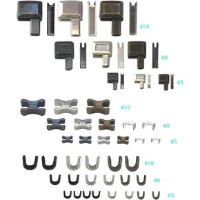 52 Pcs Zipper Repair Kit Metal Head Sliders Retainer Insertion Pin(3 Colors 3 Sizes) Zipper Fix Top Stop Plug, Repair Down Zipper Bottom Stopper for Zipper Repair Replacement (Size 10/8/5)
