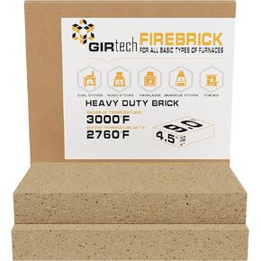 USM-6 Heavy Duty Firebricks 6-Pack Fireclay, Chamotte 3000F US Stove 9" x 4-1/2" x 1-1/4" Insulating, Replacement Fire Bricks for Fireplaces, Wood Stoves, Pizza Ovens, Steel Furnaces, Forge
