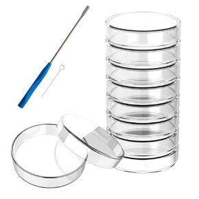 90mm Glass Petri Dishes with Lids, 10 Pcs Autoclavable Lab Petri Plates with A Inoculation Loop, Reusable Glass Culture Dishes for Agar Plates, Mushroom Cultivation and Science Project