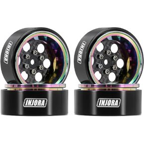 INJORA ModuWheel 1.3 beadlock Negative Offset Wheels with 6-Hole, Replaceable Carbon Fiber Modular, for 1/18 1/24 RC Crawler (Rainbow)