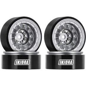 INJORA 1.0 Plus Beadlock Wheel - Aluminium Rims for SCX24 TRX4M FCX24 1/24 1/18 RC Crawler(Grey)