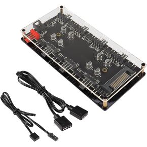 ARGB and PWM Hub，8 Way 5V 3 Pin ARGB HUB and 8 Way 4 PIN Cooling Fan PWM Hub with Acrylic Shell and 3M Adhesive,Used to Expand The Motherboard Fan and ARGB Interface