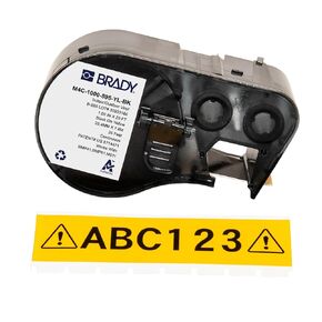 Brady Authentic (M4C-1000-595-YL-BK) All-Weather Vinyl Labels 1 in W x 25ft Black on Yellow. for use with The BMP41, BMP51, and M511 Label Printers