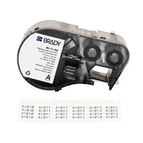 Brady Authentic (M4-11-498) Repositionable Multi-Purpose Vinyl Cloth Labels 0.5"H x 0.75"W Black on White, 220 Labels. for use with The BMP41, BMP51, and M511 Label Printers