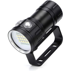 eecoo Diving Flashlight, 18000 Lumen IPX8 Waterproof Diving Torch Scuba Dive Lights 500M 7Modes 120 Degree Wide Beam Angle Underwater LED Flashlight for Outdoor Under Water Sports