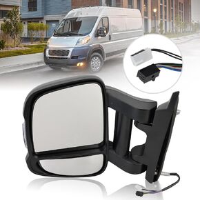 Driver Left Side Mirror for 2019 2020 2021 2022 RAM Promaster 1500 2500 3500,Power Door Mirror with Heated,Turn Single Light,Temperature Sensor,Replaces# FO1321536(Long Arm)