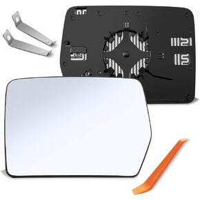 Driver Side Mirror Glass Replacement for Ford F150 2004 2005 2006 2007 2008 2009 2010, Left Heated Convex View Mirror with Rear Holder, 4L3Z17K707DB