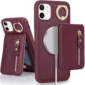 iPhone 12 pro case with Card Holder, iPhone 12 Phone Case Wallet for Women magsafe Compatible Wallet Detachable 2-in-1 for Men-Black