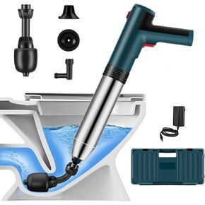 Electric Toilet Plunger ，Drain Clog Remover Tools,High Pressure Air Toilet Plungers Heavy Duty Plunger For Toilet,Bathroom,Floor Drain,Sewer,Pipe，built-in battery, RED