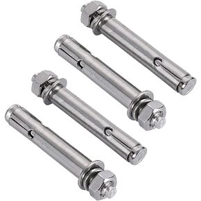 Stainless Steel Heavy Duty Ceiling Hooks with M6 Sleeve Anchors, Wall Mount Pad Eye Plate Top Hook Hanging Hardware for Yoga Hammock Swing Boat Sandbag Plant Basket (2pcs Large J Single Hook)