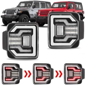 Winjet Compatible with Jeep [2018 2019 2020 2021 Wrangler JL] LED Sequential Tail Lights (Smoke)