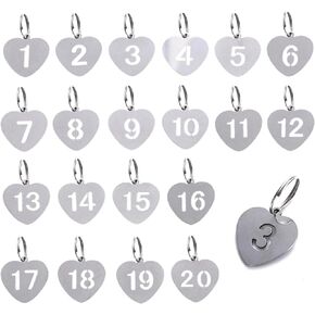1-20 Key Tags with Labels Stainless Steel Numbered Tags Key Ring Metal Tags Coat Check Tags Key ID Tags Metal Nuber Tags Identifiers Key Label 20 Numbered Keychains for Dormitory Keys House Lockers